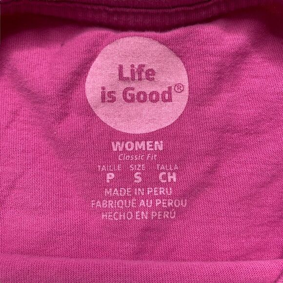 LIFE IS GOOD Flip Out Flip Flops Peony Pink Classic Fit Womens Small Long Sleeve - Picture 6 of 10